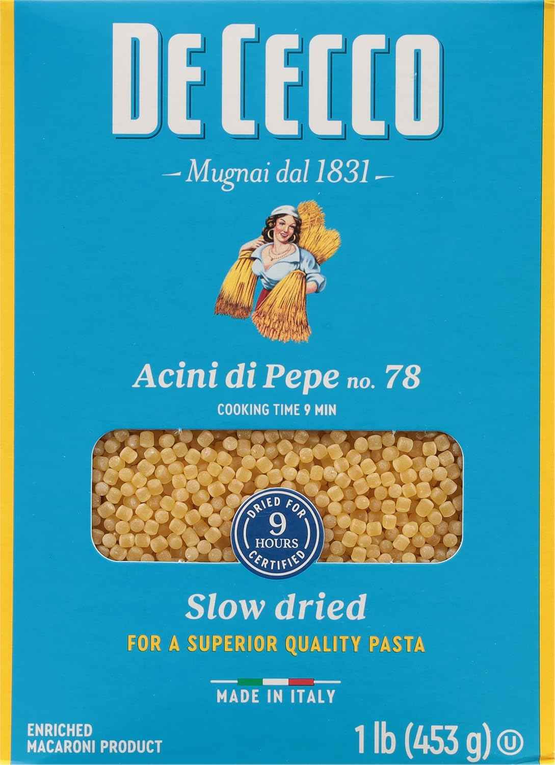 De Cecco Acini Di Pepe No. 78 Pasta – Dinner Party Gift Basket Staple for Gourmet Hosts, Imported 16 Oz