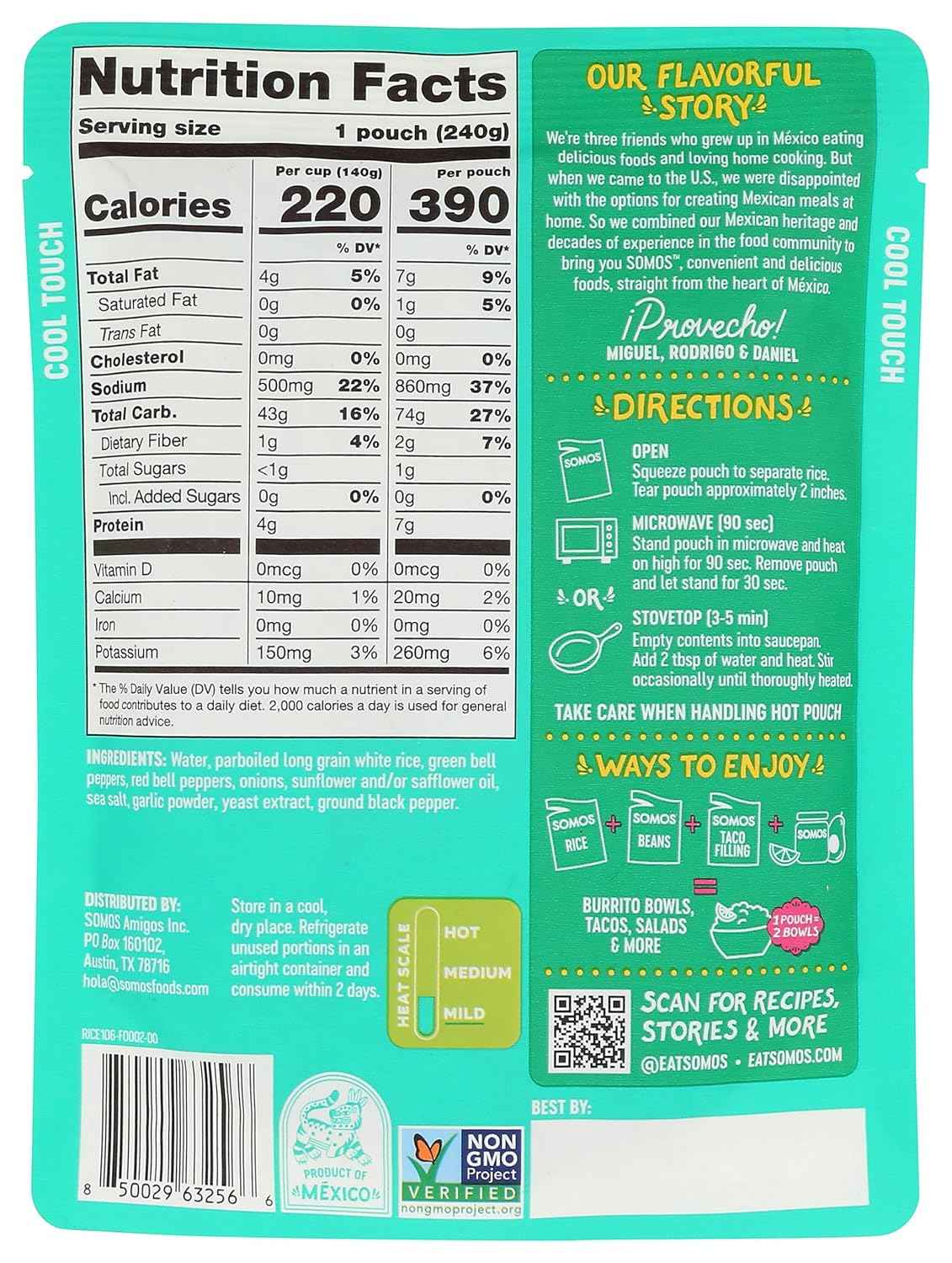 SOMOS Fajita White Rice – Clean-Ingredient Microwave Meal for Health-Conscious Home Cooking