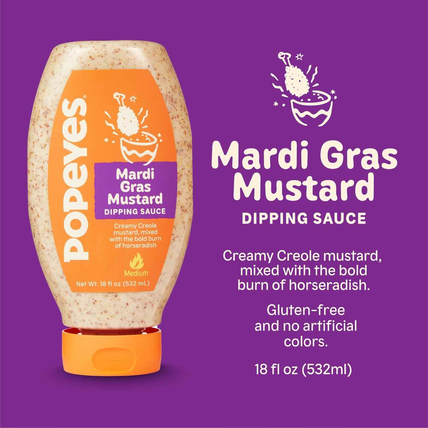 Popeyes Mardi Gras Mustard Dipping Sauce – Festive Birthday Gift for Mom Who Loves Bold Cajun Flavor