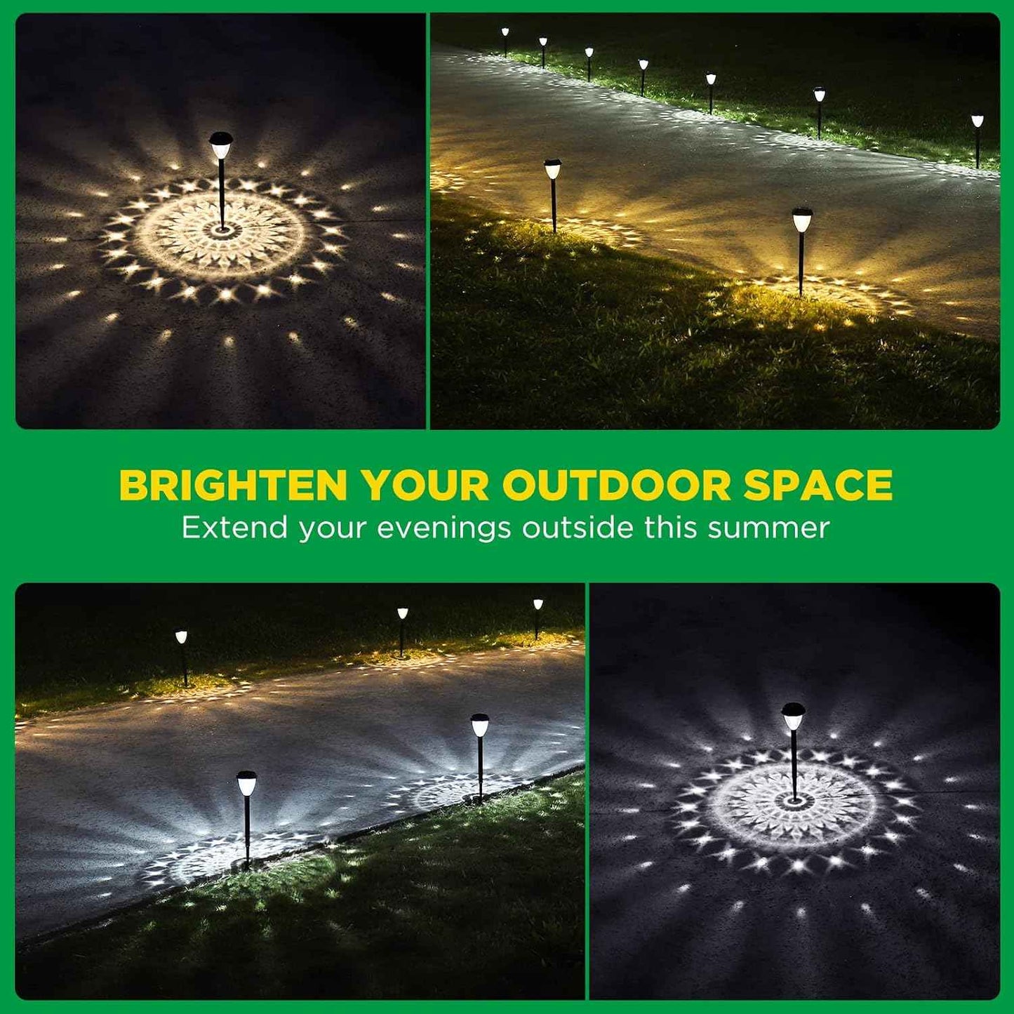 Decorative Solar Mandala Garden Lights, Star Pattern Projection for Patio Ambiance and Flower Bed Accent