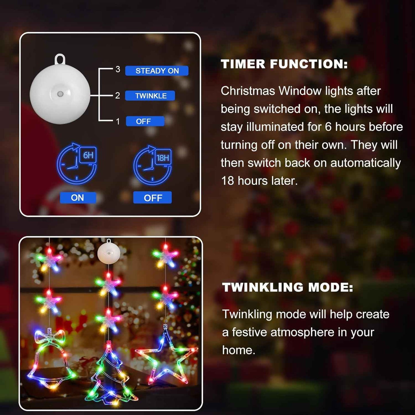 Lumalights Flameless Christmas Window Lights – Cool-to-Touch LED Decor Safe for Kids, Pets & Curtains