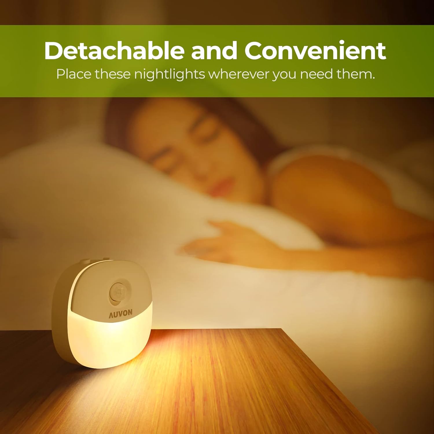 AUVON Rechargeable Mini Night Light – 2.2-Inch Flush Stick-On Light for Clean, Clutter-Free Walls