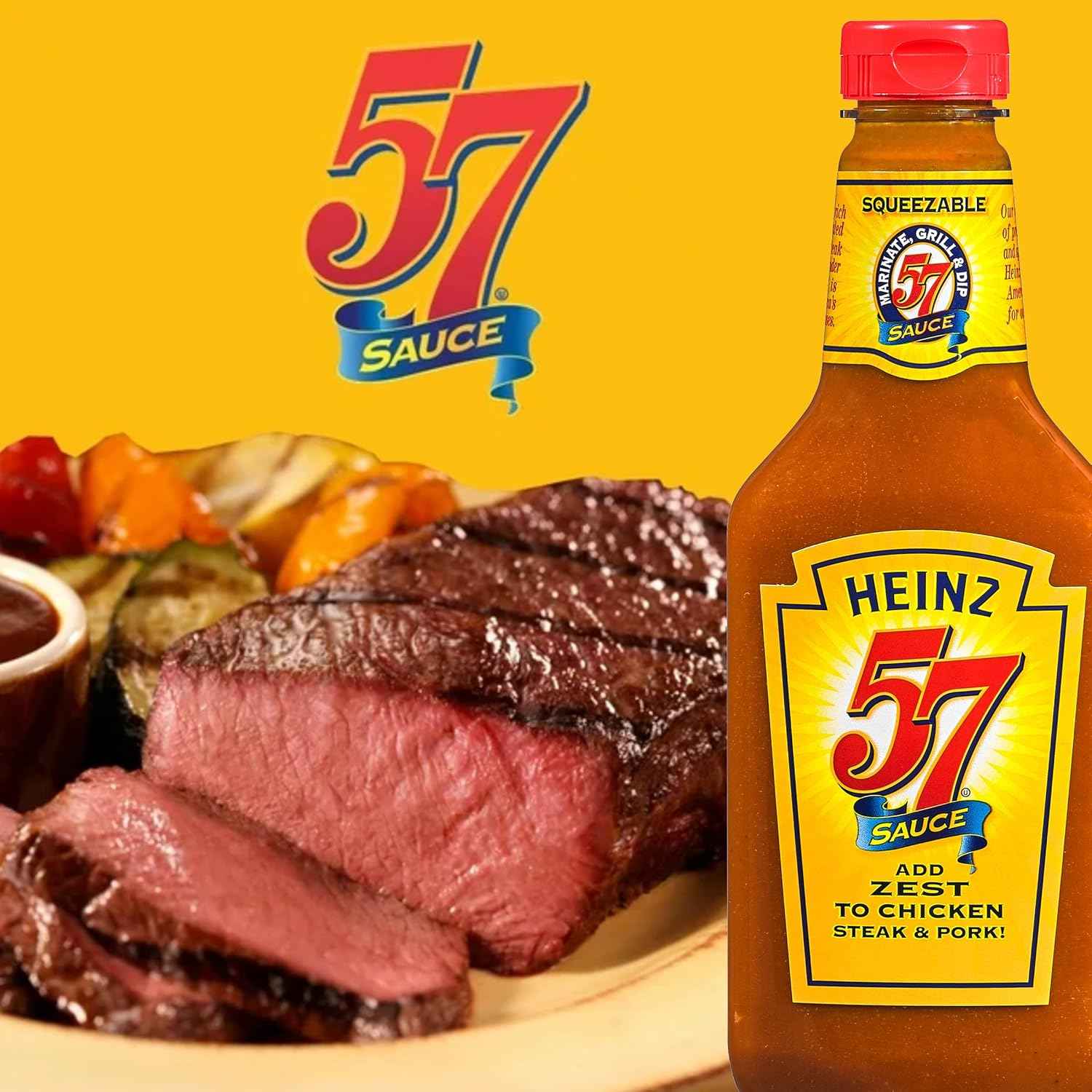 Heinz 57 Original Sauce for Tailgate Cookouts, Portable 20 oz Bottle for Grilling Chicken and Brisket