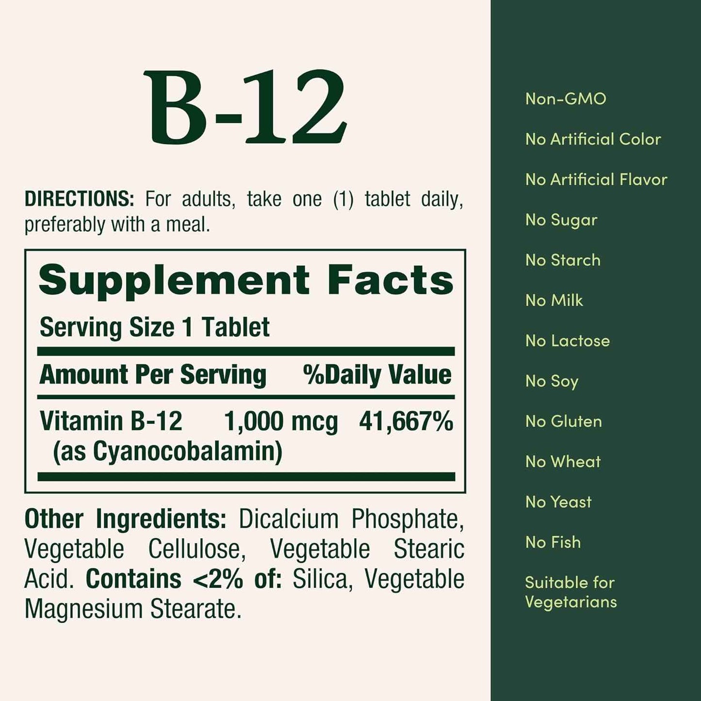 Nature's Bounty Vitamin B12 1000 mcg – Non-GMO Vegetarian Supplement for Clutter-Free Counters