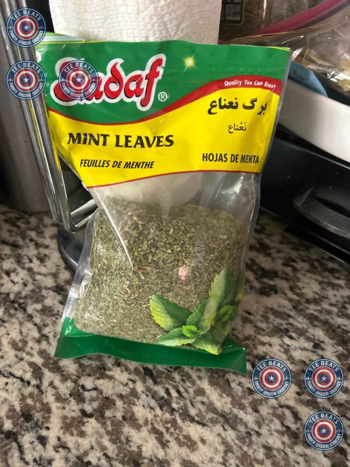 Sadaf Dried Mint Leaves Cut and Sifted – Fragrant Herbal Tea for Meditation Space and Yoga Room, 2 Oz
