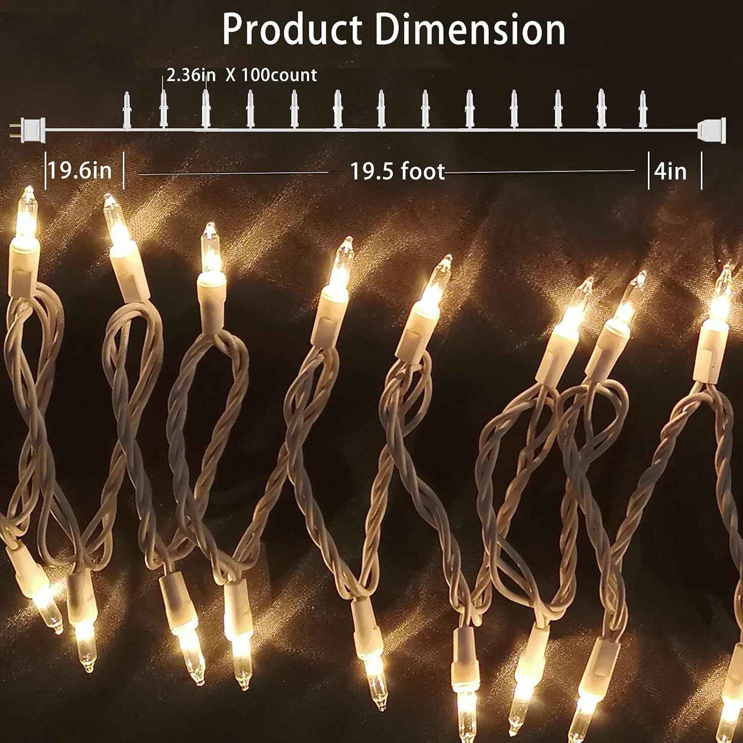 Minimalist Mini String Lights 32ft White Wire for Clean Neutral Home Aesthetic and Intentional Living Room Decor, Clear Incandescent