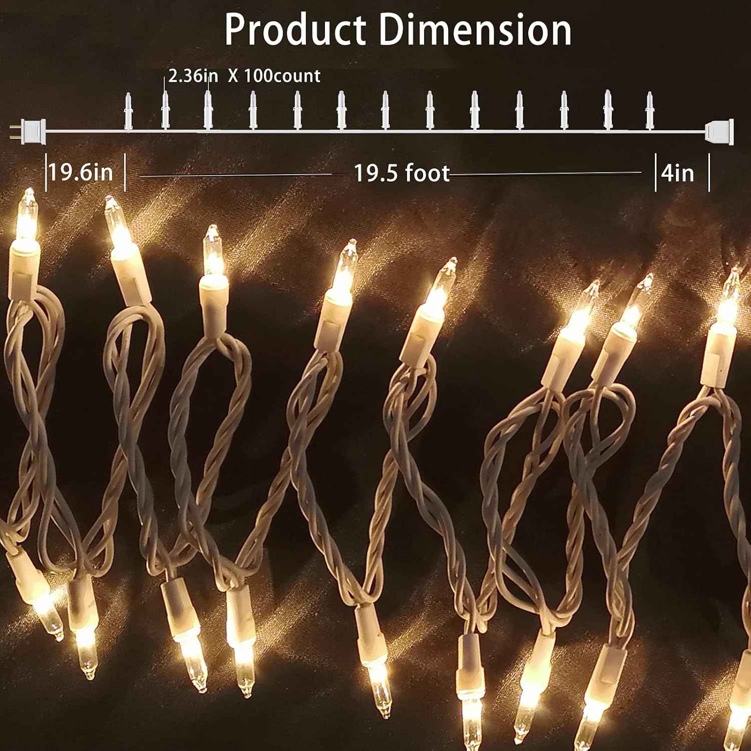 Minimalist Mini String Lights 32ft White Wire for Clean Neutral Home Aesthetic and Intentional Living Room Decor, Clear Incandescent