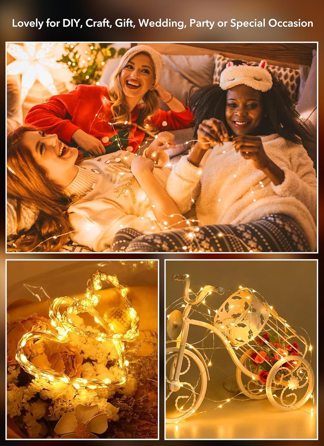 available in 6-pack and 12-pack sizes across warm white, white, pink, green, and pastel color options with optional timer