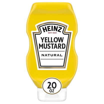 Heinz Yellow Mustard, 14 oz Inverted Squeeze Bottle – Picnic Table Mustard for Cookouts, Camping Trips, and Tailgates
