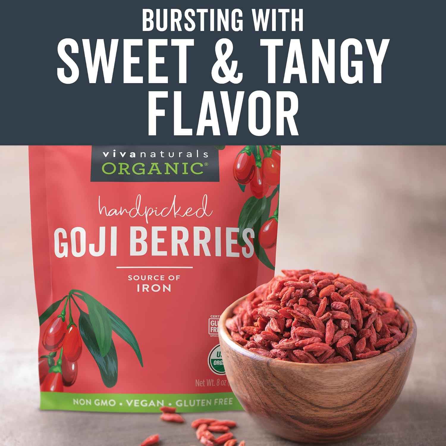 Viva Naturals Organic Goji Berries – Thoughtful Wellness Gift for Her, Birthday and Holiday Self-Care Present, 8 oz