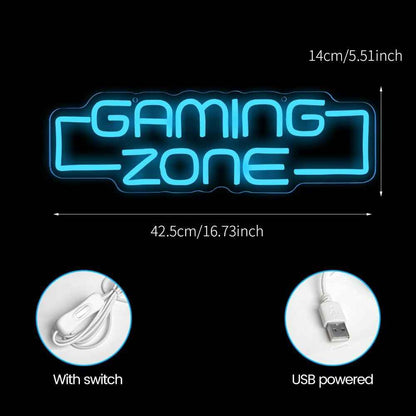Glovolcy Gaming Neon Sign – Safe Glowing Light for Boys Bedroom, No Heat 5V LED with Dimmer Control