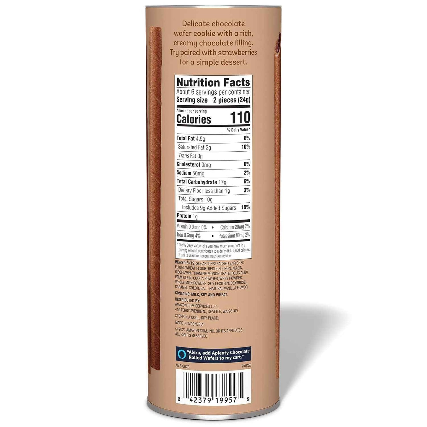 Aplenty Chocolate Rolled Wafers, 5 Oz – Streamlined Pantry Essential, Single-Ingredient-Light Wafer for Simple Living