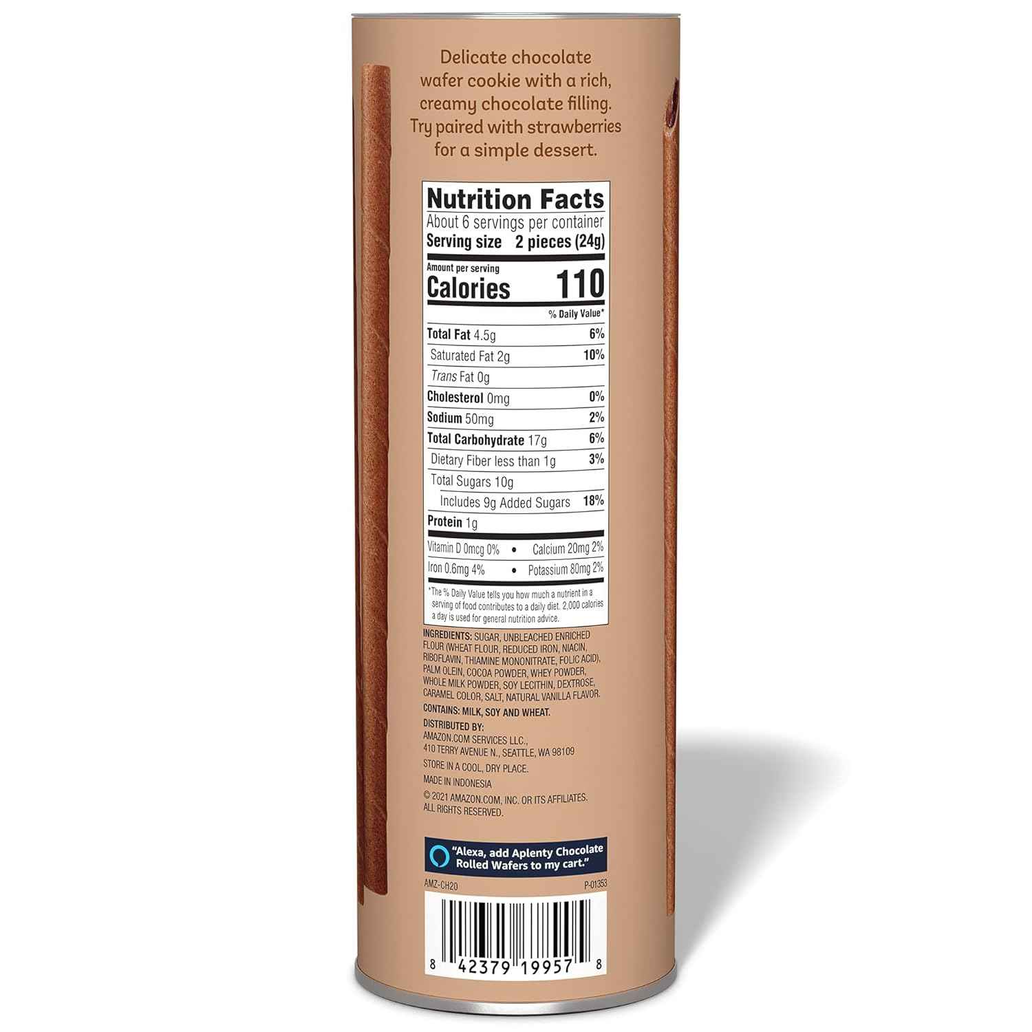 Aplenty Chocolate Rolled Wafers, 5 Oz – Streamlined Pantry Essential, Single-Ingredient-Light Wafer for Simple Living