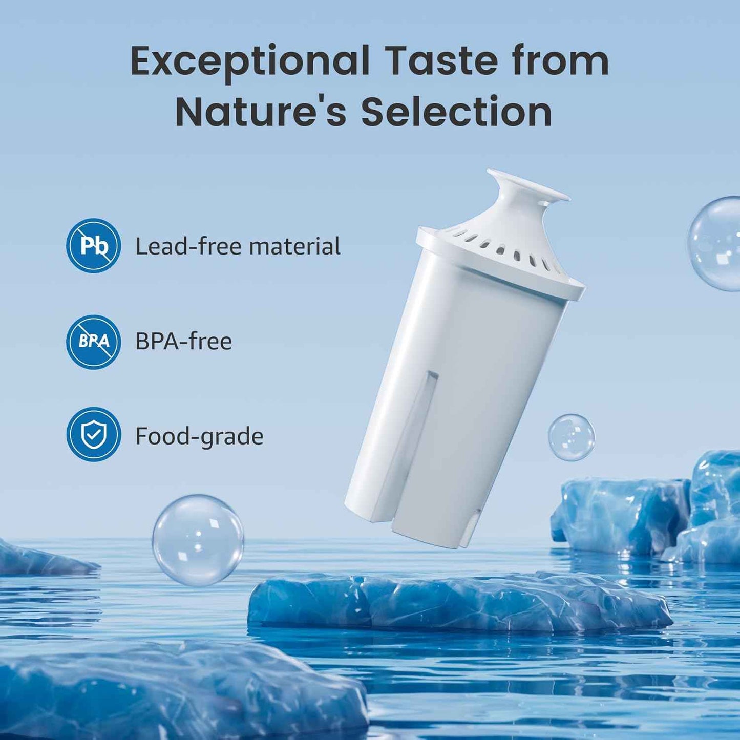 AQUA CREST Replacement for Brita Filter – Practical Housewarming Gift for New Homeowners, 6-Pack Supply
