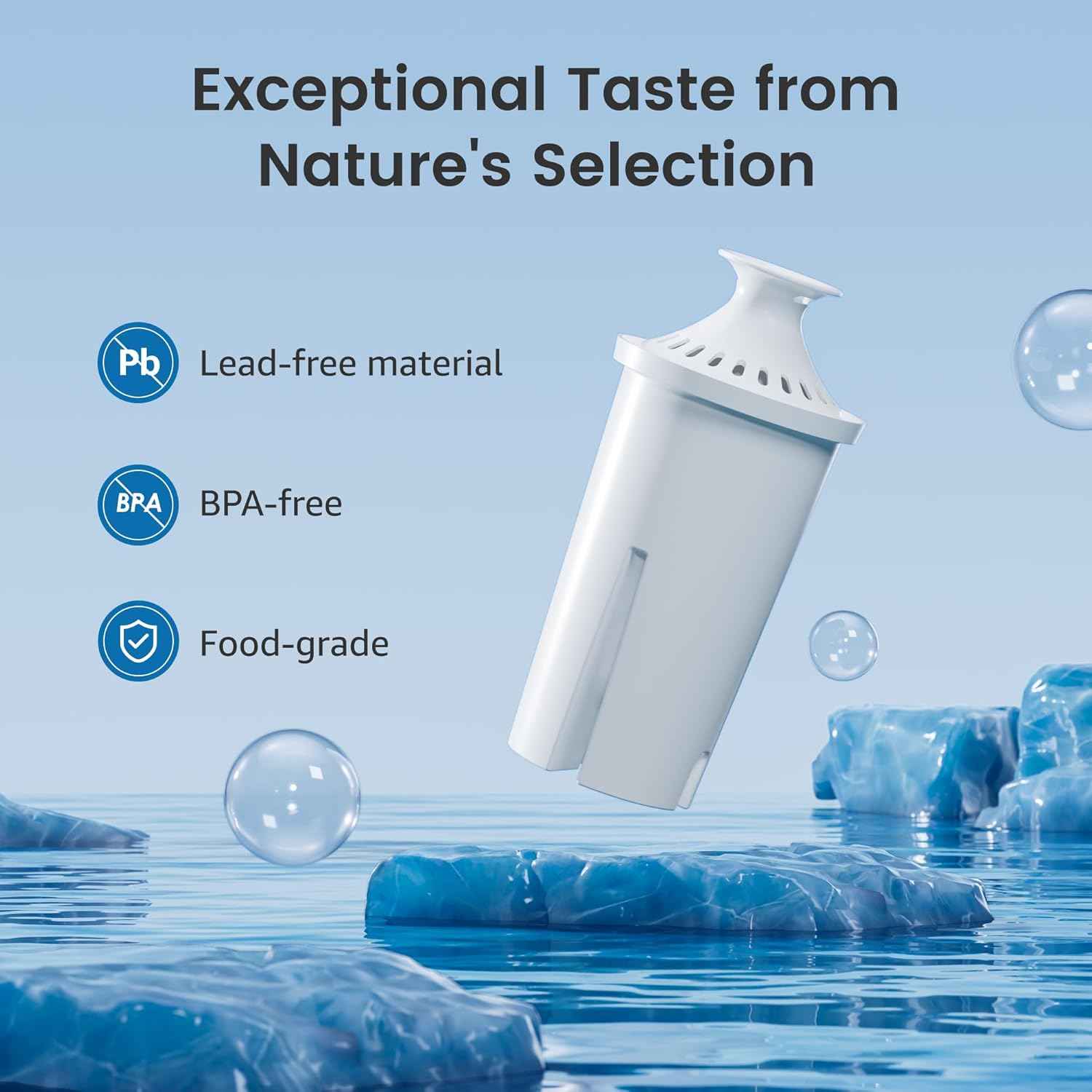 AQUA CREST Replacement for Brita Filter – Practical Housewarming Gift for New Homeowners, 6-Pack Supply