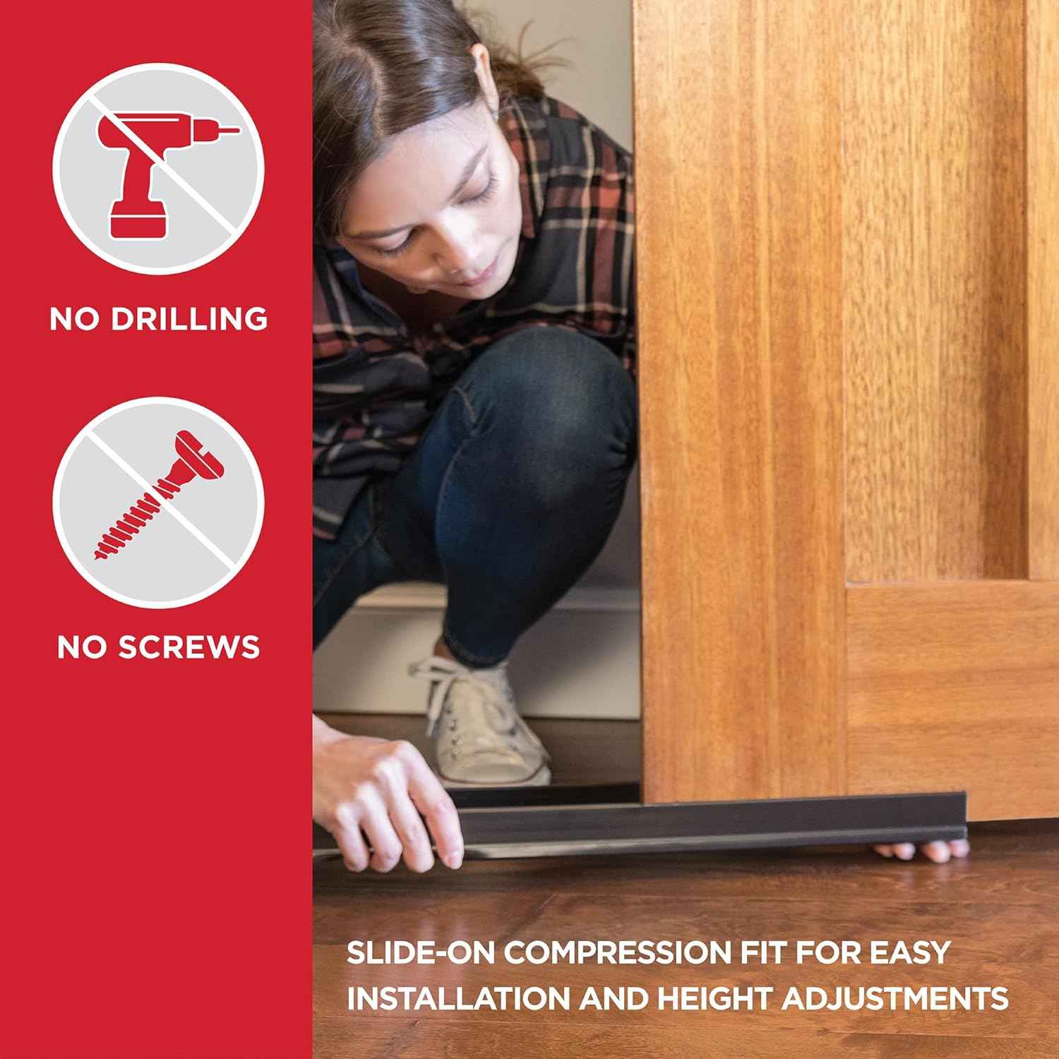 M-D Building Products Vinyl Cinch® U-Shape Door Bottom Seal for Cozy Bedroom Decor, Slide-On Draft Stopper for 36 Inch Doors