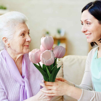 Faux Tulip Vase Lamp – Soft Warm Accent Light for Vanity Table, Bookshelf, and Cozy Reading Nook