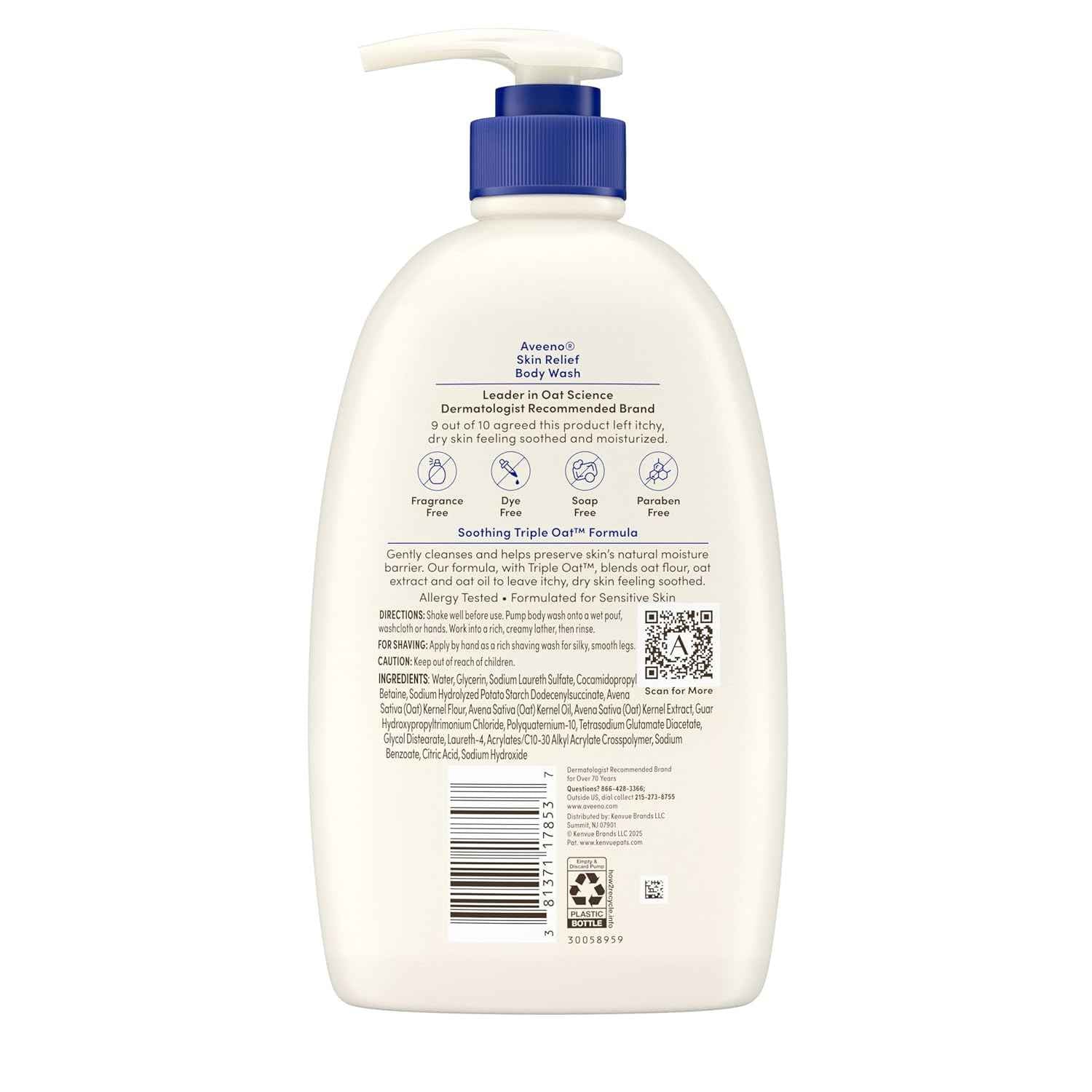 Aveeno Skin Relief Body Wash – Safe, Gentle Cleanser for Kids & Family Sensitive Skin