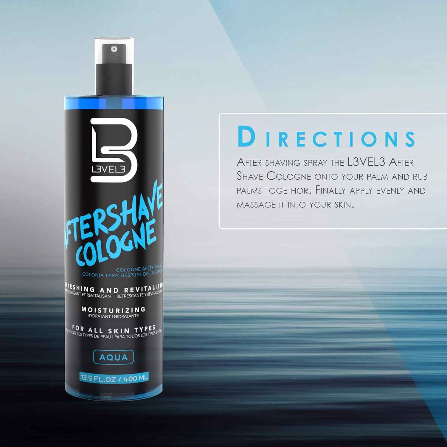 L3 Level 3 After Shave Spray – Self-Care Grooming Essential, Peppermint and Lavender Calming Mist for Men