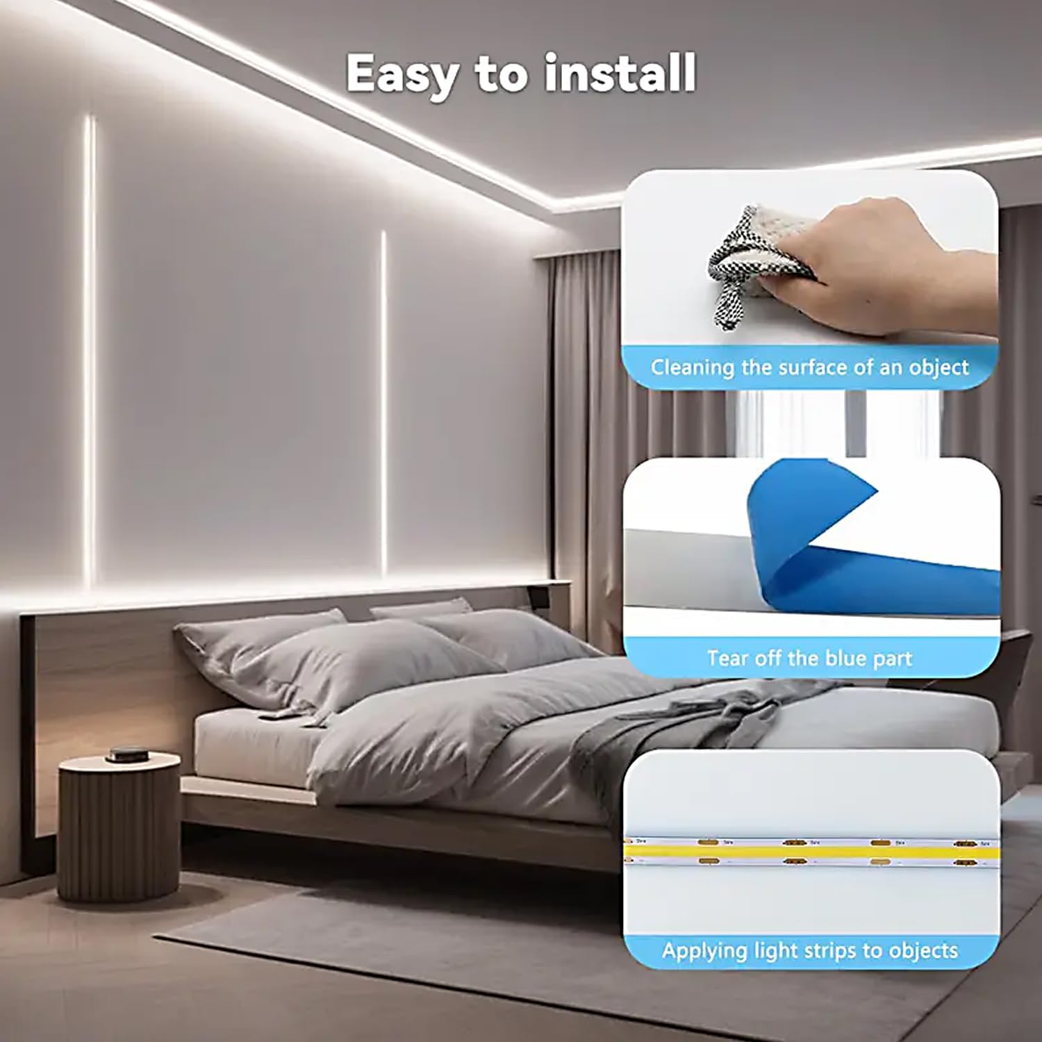 available in white, warm, and multicolor; lengths of 3.28ft, 6.56ft, and 16.4ft; 5v and 24v options