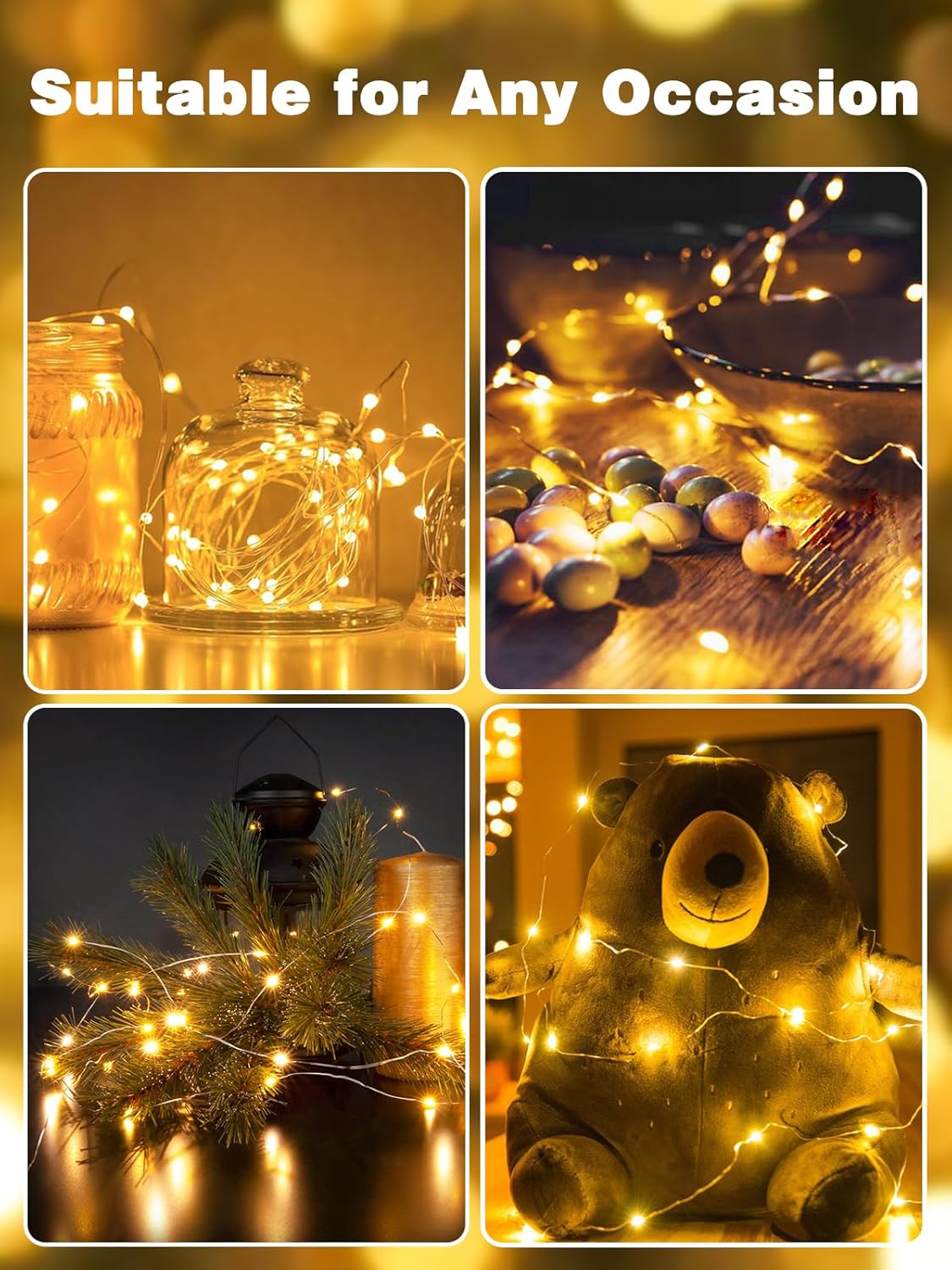 Avaspark Waterproof Fairy Lights 3-Pack 78FT – Patio String Lights for Evening Dining, Garden Pathway, and Backyard Gatherings