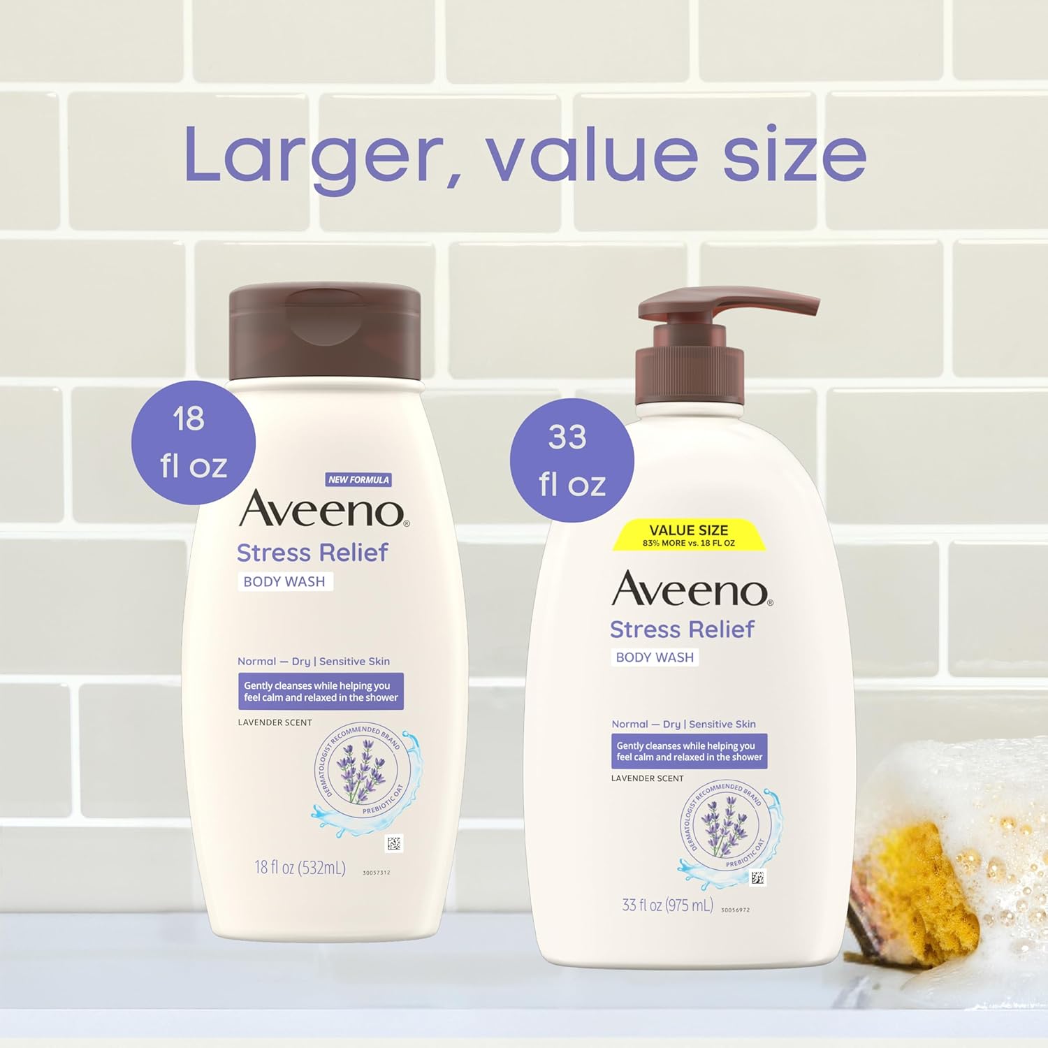 Aveeno Lavender Stress Relief Body Wash – Aromatherapy Shower Experience for Calm Spaces
