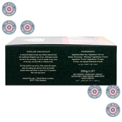 Ahmad Tea English Breakfast Teabags – Mindful Self-Care Sip for Quiet Afternoons, 100 ct Sugar-Free Black Tea