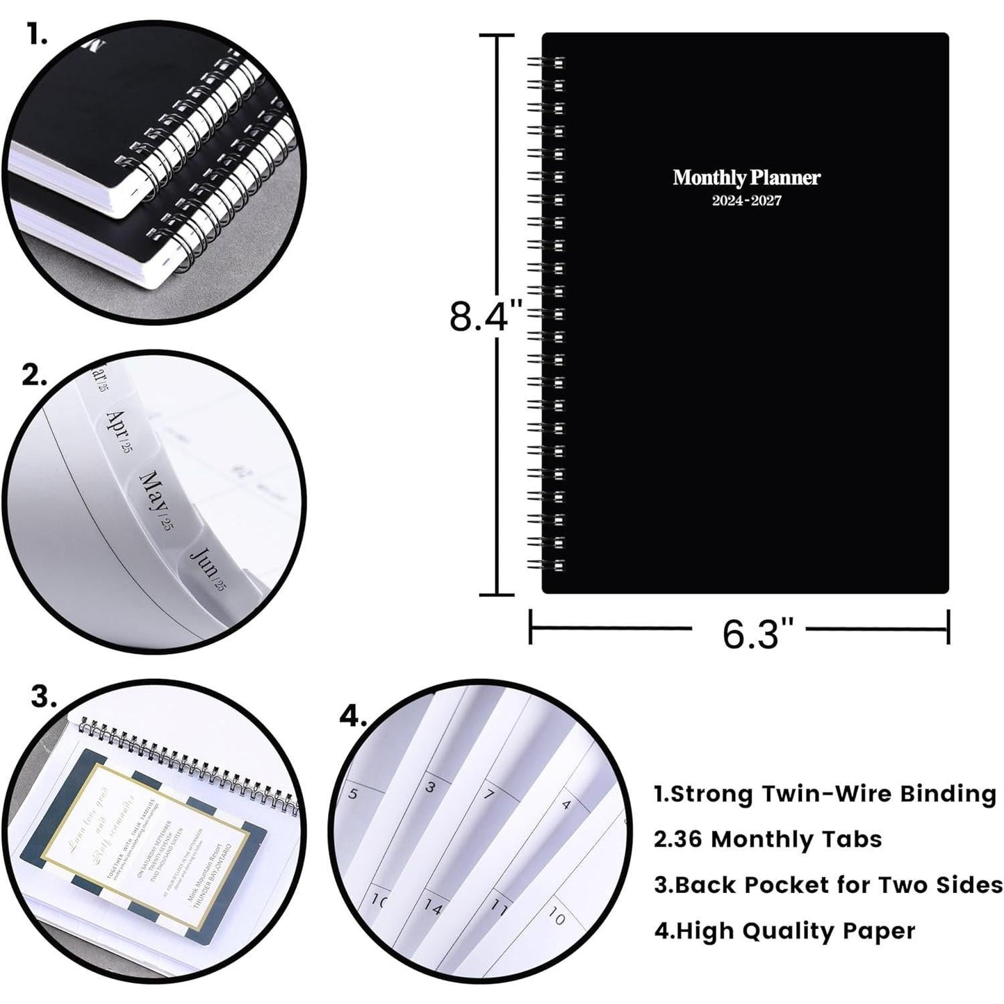 2024-2027_Monthly_Planner/Calendar_-_3_Year_Monthly_Planner_2024-2027,_Jul_2024_-_Jun_2027,_6.3"_x_8.4",_36_Monthly_Planner_with_Tabs,_30_Notes_Pages,_Double-side_Pocket,_Holidays