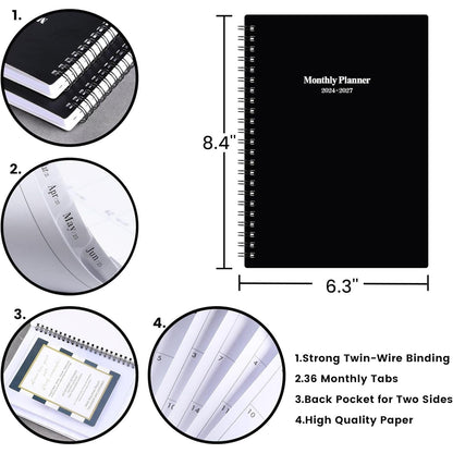 2024-2027_Monthly_Planner/Calendar_-_3_Year_Monthly_Planner_2024-2027,_Jul_2024_-_Jun_2027,_6.3"_x_8.4",_36_Monthly_Planner_with_Tabs,_30_Notes_Pages,_Double-side_Pocket,_Holidays