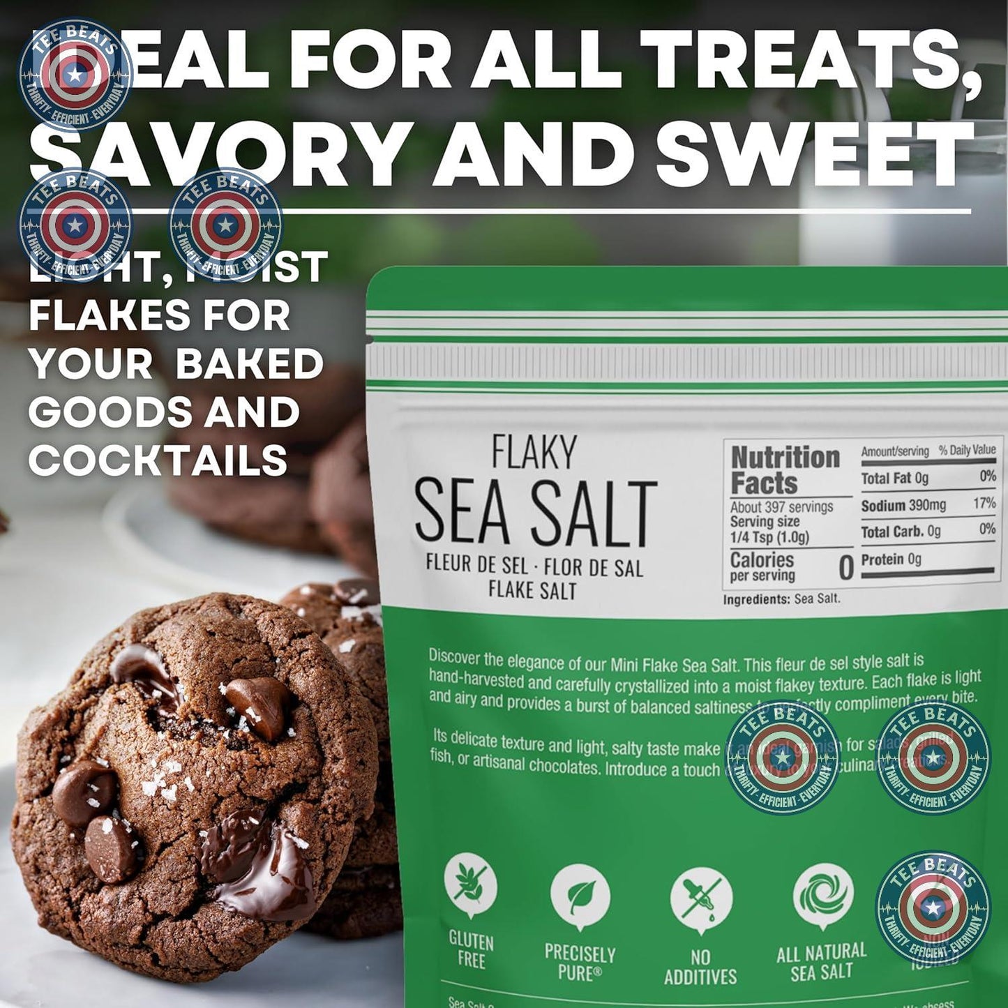 Baja Fleur de Sel Flake Salt, 7 oz Resealable Bag – Unrefined Mineral Salt for Clean Pantry Meal Prep