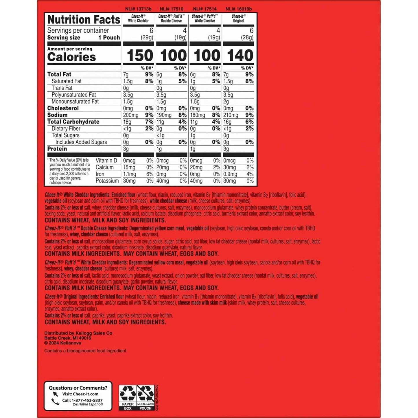 Cheez-It Cheese Crackers, Baked Snack Crackers, Shareable Workplace Snack for Conference Rooms, 17.72oz Box (20 Pouches)