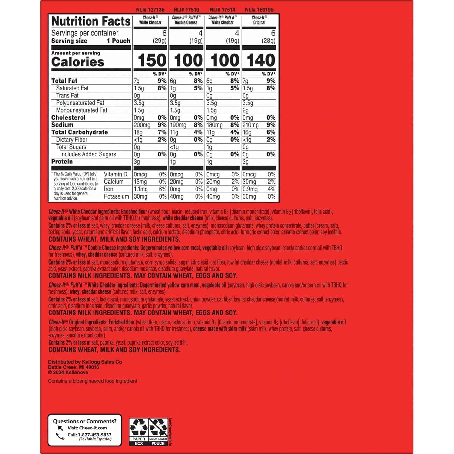 Cheez-It Cheese Crackers, Baked Snack Crackers, Shareable Workplace Snack for Conference Rooms, 17.72oz Box (20 Pouches)