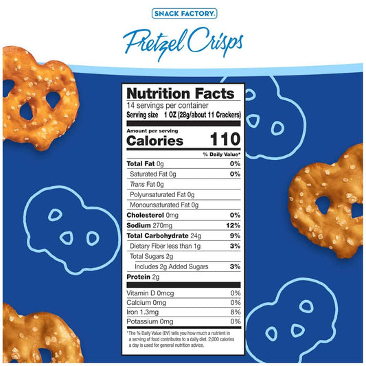 Snack Factory Pretzel Crisps Original Non-GMO 14 oz Party Size Bag for Backyard Patio and Picnic Dipping