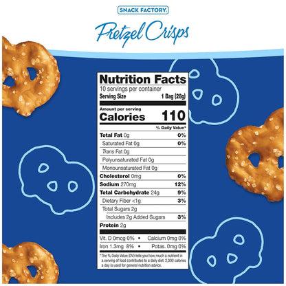 Snack Factory Pretzel Crisps – Clean-Label Pantry Snack, Non-GMO 1-oz Bags (10 Count)
