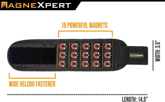 Magnelex Magnetic Wristband – Practical Birthday Gift for Dad, Handyman Father and Boyfriend with 15 Strong Magnets
