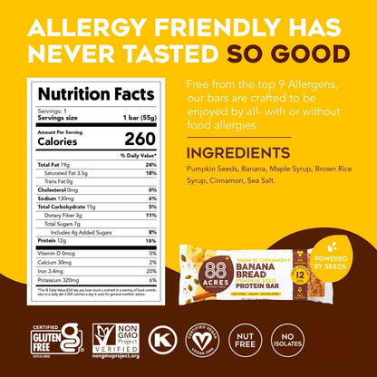 88 ACRES Banana Bread Seed Protein Bar – Desk-Drawer Snack for Focused Workdays