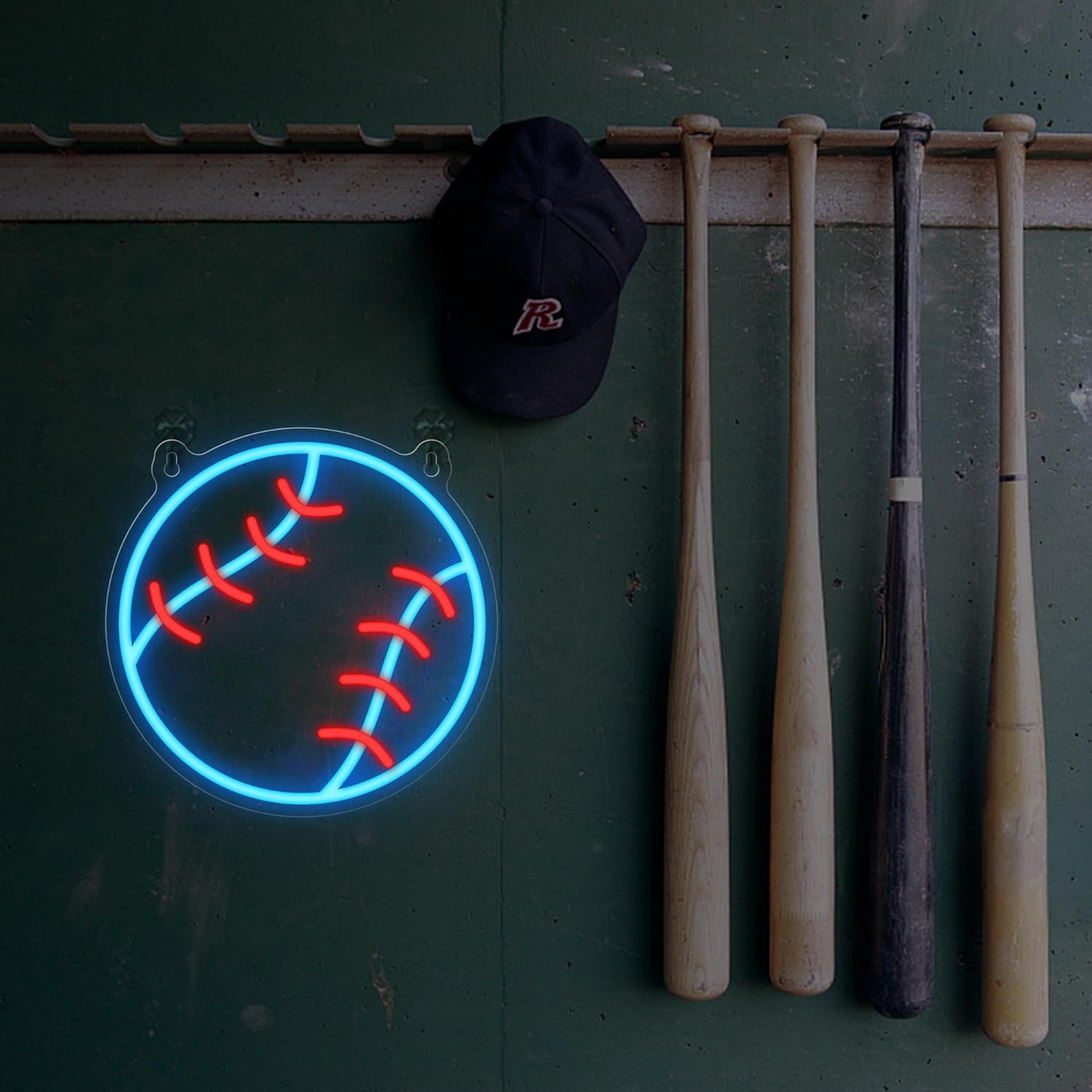 Baseball Neon Sign - Unique Housewarming & Holiday Gift for Baseball Fans, Dimmable LED Wall Sign for Man Cave Dorm Room, USB Powered Sport Decor