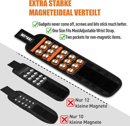 WEARXI Magnetic Wristband Tool – Outdoor Deck Repair and Fencing Accessory, Holds Screws and Nails on the Jobsite