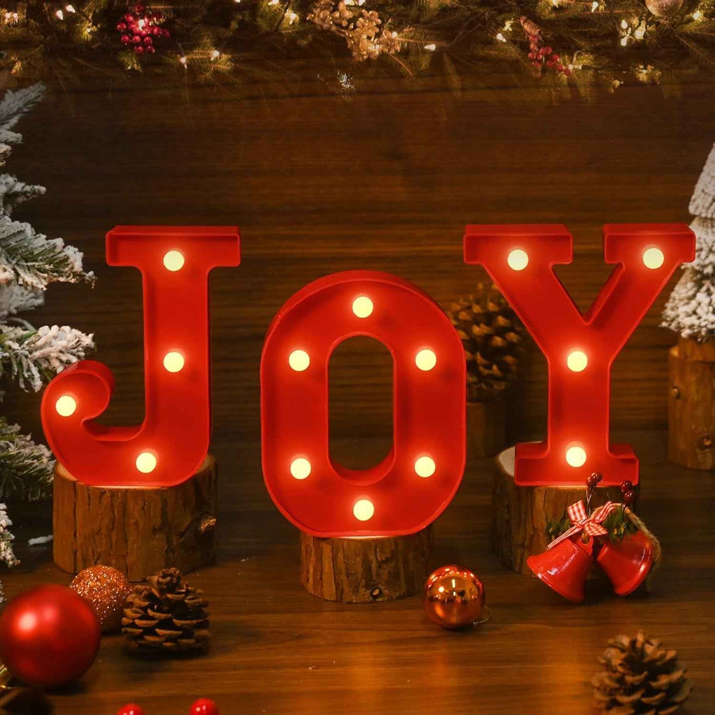 EDYCON Battery Powered LED Letters – Smoke Free and Cool to Touch Alternative to Holiday Candles