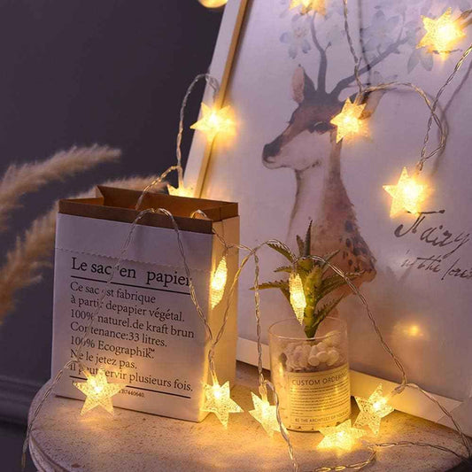 ANJAYLIA Star String Lights – Cozy Bedroom Aesthetic Decor, 20 LED Warm White Glow