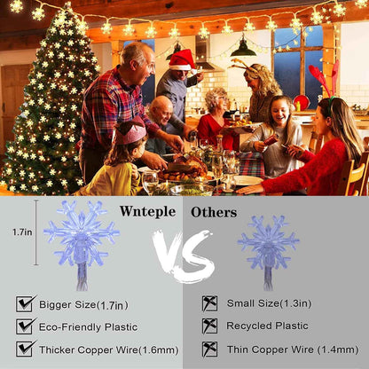 LuminGlow Snowflake Lights – Thoughtful Birthday Gift for Her, Battery Operated Bedroom String Lights for Women