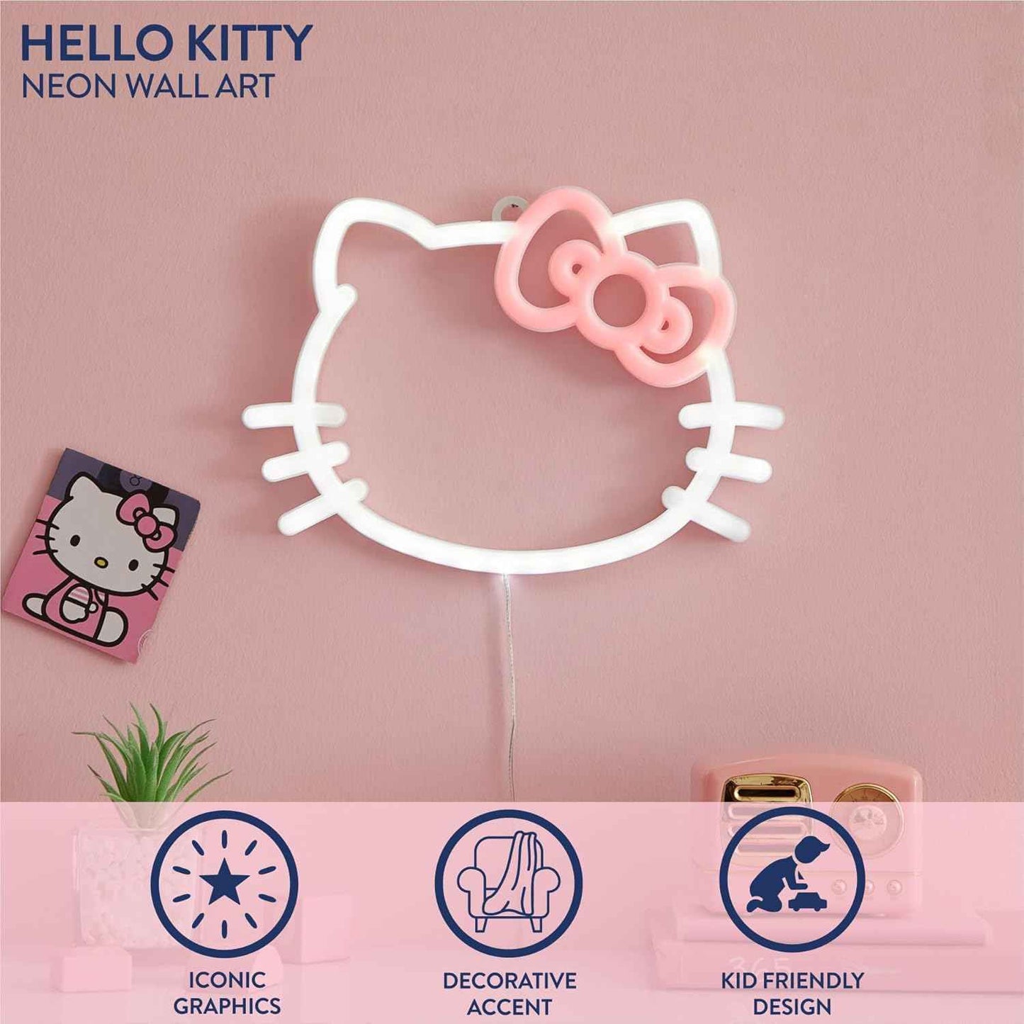 Idea Nuova Character LED Neon Wall Light – Trendy Bedroom Wall Décor Accent for Kids, Tweens, and Dorm Rooms