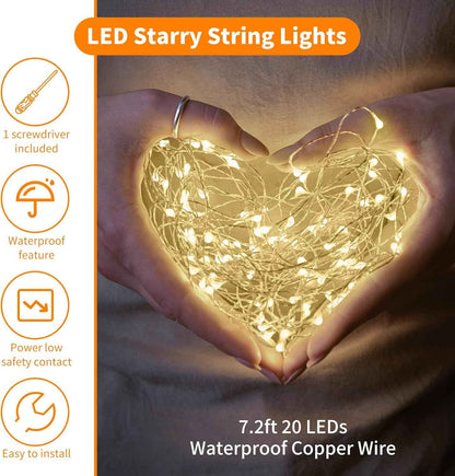 TingMiao Battery Operated Fairy Lights – Flameless Bedroom Lighting, Cool Touch 7.2 ft LED String for Sleep