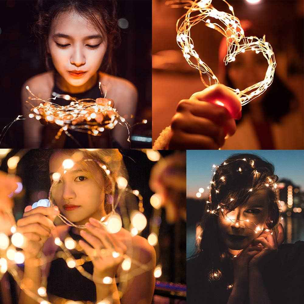 CYLAPEX Battery Operated Fairy Lights 7ft 20 LEDs Warm White 2700K Ultra Thin Copper Wire for Mantel Shelf and Dining Table Centerpiece Styling