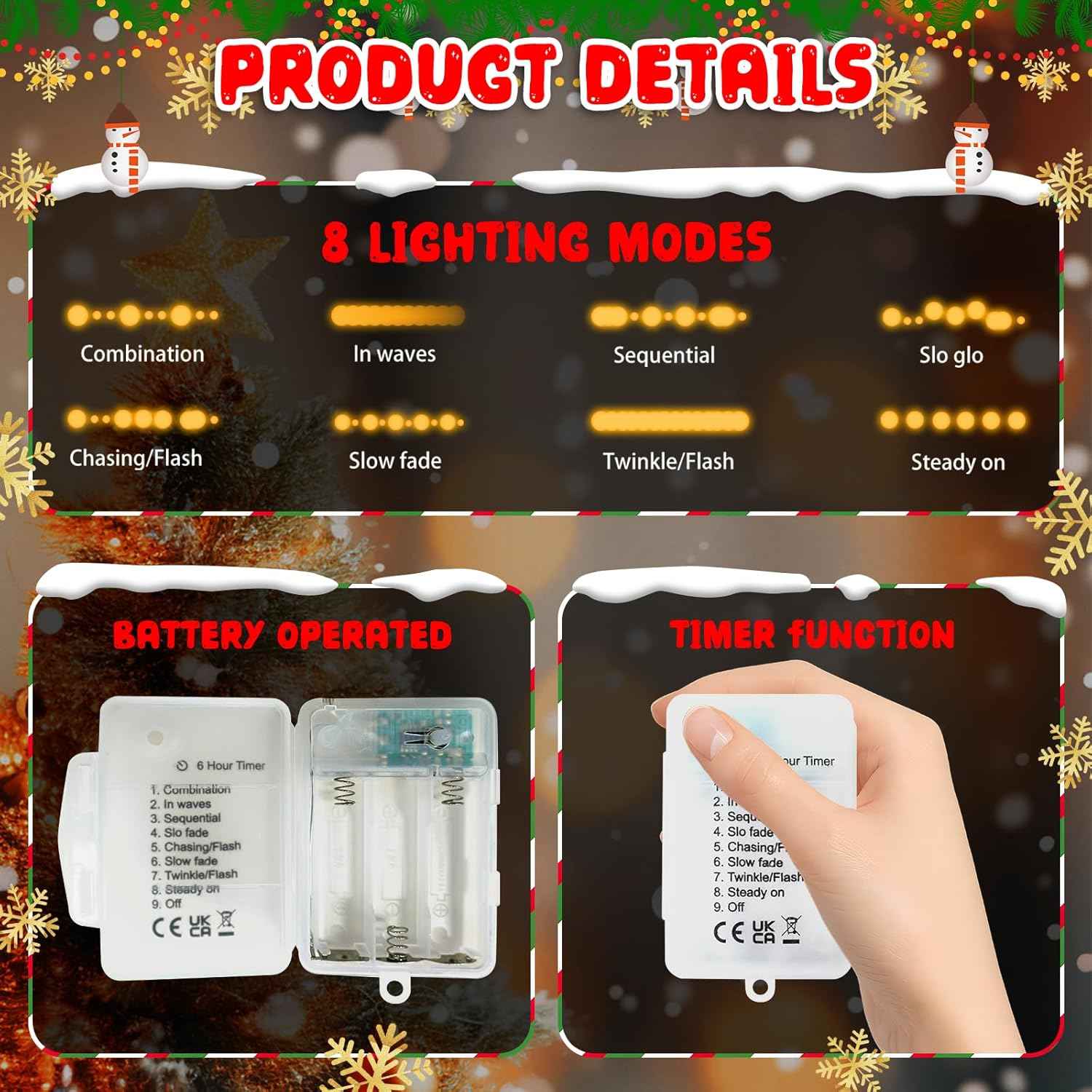 LOLStar Christmas String Lights – Cozy Living Room and Mantel Decor, 9.8FT 20 LED Battery Fairy Lights with Warm White Glow