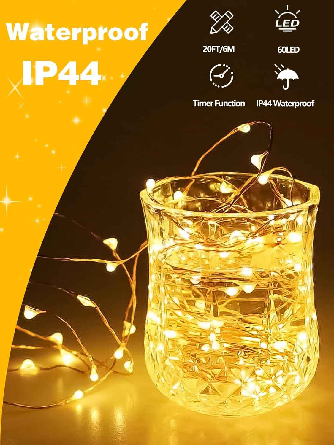 Brightown Battery String Lights – IP44 Waterproof Patio Lights for Outdoor Dining and Garden Gatherings