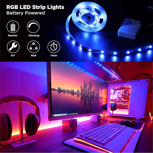 GlowGlide Battery LED Strip Lights – Clean Cordless Accent Lighting for Minimalist Bedroom and Studio