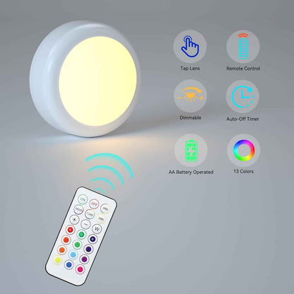 Brilliant Evolution Puck Lights, Clean Wireless Design for Clutter Free Closet and Under Cabinet Lighting, Battery Operated