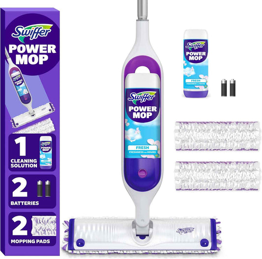 Swiffer PowerMop Multi-Surface Mop Kit for Living Room Aesthetic, Sleek Cordless Design with Fresh Scent
