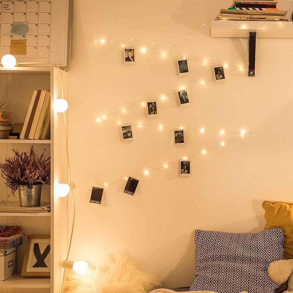 GloDream 33Ft Photo Clip String Lights - Thoughtful Birthday Gift for Her with 100LED Warm White Glow and 50 Photo Clips for Memory Display